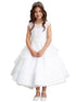 Tip Top Kids Little Girls White Illusion Neck Ruffle Skirt Communion Dress 2-6 - SophiasStyle.com